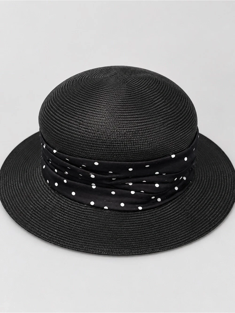 Vintage 1980s/1990s Laura Ashley Black Straw Hat Made in Great Britain
